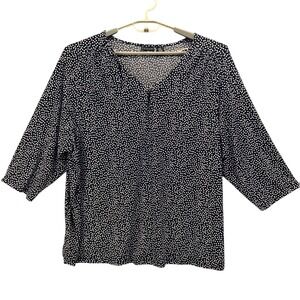 Tahari Polka Dot Blouse‎ Black 3X